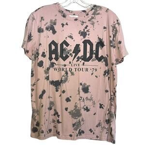 AC/DC Pink Tie Dye Band Tee Maurices Medium Rock Graphic Shirt